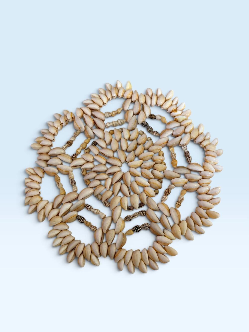 Vintage Cowrie Shell Trivet Boho Hot Pad 9" Starburst Flower Coastal Decor